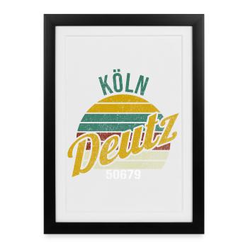 Kölsche Veedel - Köln-Deutz - Gerahmtes Poster (27 × 37 cm) - Schwarz - Vorne