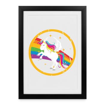 Fabulous unicorn with rainbow mane - Framed poster (27 × 37 cm) - black - Front