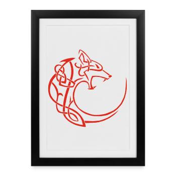 red lunar wolf - Framed poster (27 × 37 cm) - black - Front
