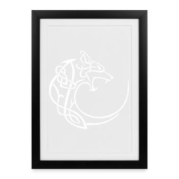 white lunar wolf - Framed poster (27 × 37 cm) - black - Front