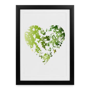 green canopy of a forest in heart shape - Framed poster (27 × 37 cm) - black - Front