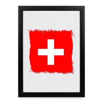 Cadeau du drapeau suisse suisse - Affiche encadrée (27 × 37 cm) - noir - Devant