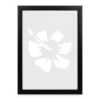 Fleur Blanche Fleur Blanche Fleurs Hibiscus Blanc - Affiche encadrée (27 × 37 cm) - noir - Devant