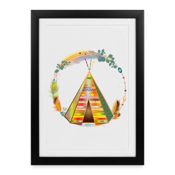 fantastically beautiful colorful teepee tent in the frame - Framed poster (27 × 37 cm) - black - Front