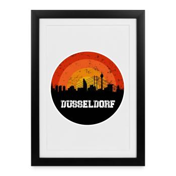 Skyline Düsseldorf - Affiche encadrée (27 × 37 cm) - noir - Devant