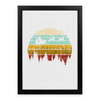 Vintage Sunset Santa Sleigh - Framed poster (27 × 37 cm) - black - Front