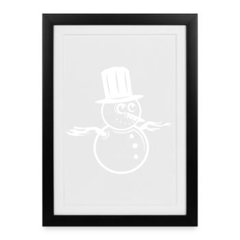 Snowman Icon Illustration Graphic Winter Icon - Framed poster (27 × 37 cm) - black - Front