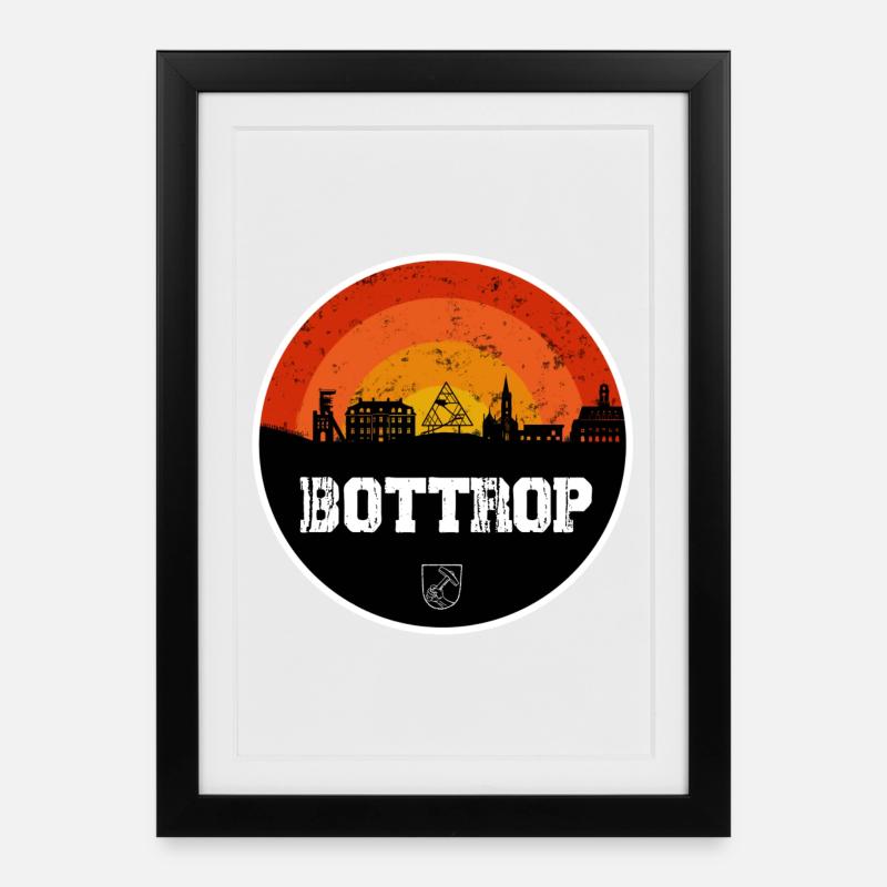 Bottrop Skyline - Gerahmtes Poster (27 × 37 cm) - Schwarz