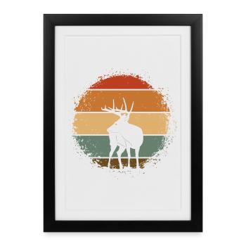 Cerf - Affiche encadrée (27 × 37 cm) - noir - Devant