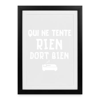 dormir, fatigué, grasse matinée, pas du matin - Affiche encadrée (27 × 37 cm) - noir - Devant