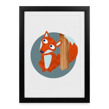 Fox Structure Woodland Nursery Pattern Comic - Framed poster (27 × 37 cm) - black - Front