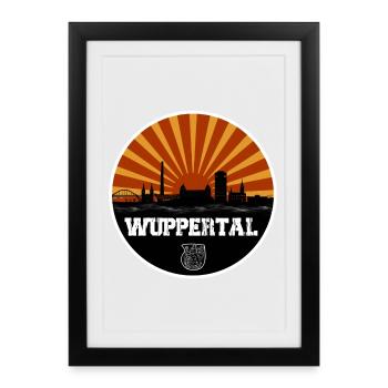 Wuppertal Retro Skyline - Affiche encadrée (27 × 37 cm) - noir - Devant