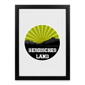 Bergisches Land Retro Skyline - Affiche encadrée (27 × 37 cm) - noir - Devant