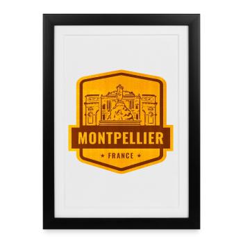 Insigne Vintage de Montpellier France - Affiche encadrée (27 × 37 cm) - noir - Devant