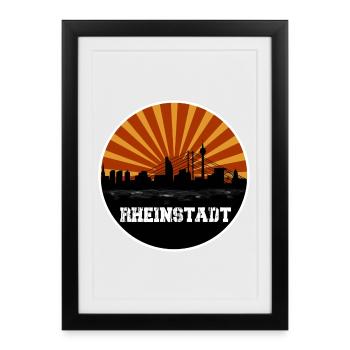Rheinstadt Retro Skyline - Affiche encadrée (27 × 37 cm) - noir - Devant