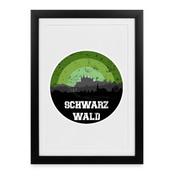Schwarzwald Skyline - Gerahmtes Poster (27 × 37 cm) - Schwarz - Vorne