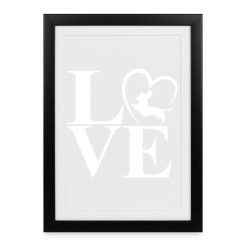 Teckel Dackel Love Heart - Affiche encadrée (27 × 37 cm) - noir - Devant