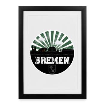 Match à domicile de Bremen Skyline - Affiche encadrée (27 × 37 cm) - noir - Devant