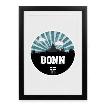 L’heure bleue de Bonn Skyline - Affiche encadrée (27 × 37 cm) - noir - Devant