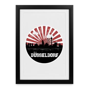 Match à domicile de Düsseldorf Skyline - Affiche encadrée (27 × 37 cm) - noir - Devant