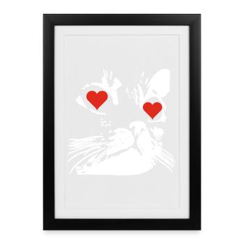 Un amour de chat blanc - Affiche encadrée (27 × 37 cm) - noir - Devant
