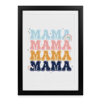 Lettres arc-en-ciel Pastel Mama - Affiche encadrée (27 × 37 cm) - noir - Devant
