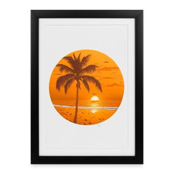 Coucher de soleil - Affiche encadrée (27 × 37 cm) - noir - Devant