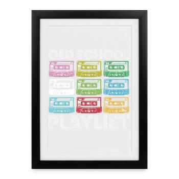 Rainbow Cassette Rasterdruck - Gerahmtes Poster (27 × 37 cm) - Schwarz - Vorne