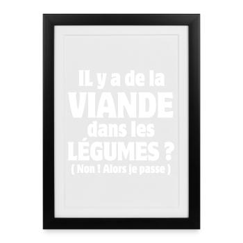 végane, végétarien, végan humour - Affiche encadrée (27 × 37 cm) - noir - Devant