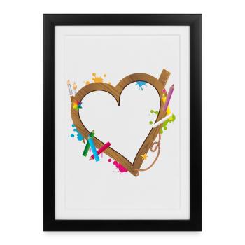 Heart shape frame for school beginners at the start of school - Framed poster (27 × 37 cm) - black - Front