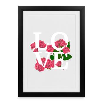 Amour floral avec des roses - Affiche encadrée (27 × 37 cm) - noir - Devant