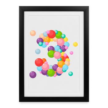 trois ans, j'ai 3 ans, anniversaire 3 ans, 3 ans - Affiche encadrée (27 × 37 cm) - noir - Devant