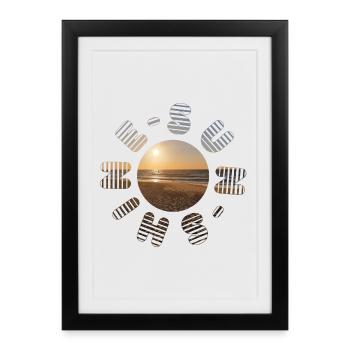 Coucher de soleil doré sur la plage - Affiche encadrée (27 × 37 cm) - noir - Devant