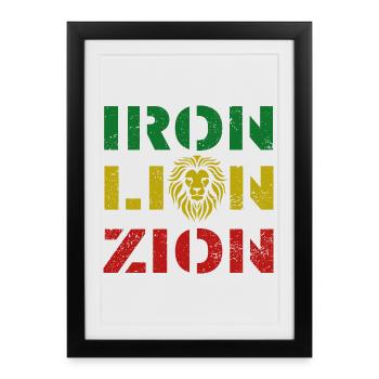 iron lion zion, rasta colours - Affiche encadrée (27 × 37 cm) - noir - Devant