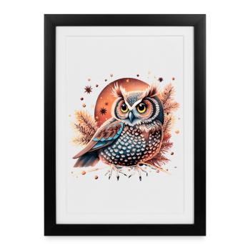 hibou_ cute owl - Framed poster (27 × 37 cm) - black - Front