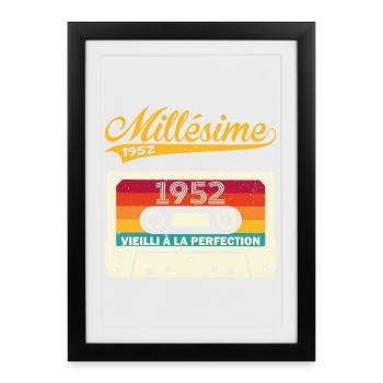 Millésime 1952 Cadeau 71 Ans Anniversaire Humour - Affiche encadrée (27 × 37 cm) - noir - Devant