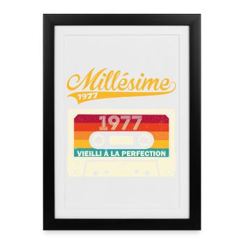 Millésime 1977 Cadeau 46 Ans Anniversaire Humour - Affiche encadrée (27 × 37 cm) - noir - Devant