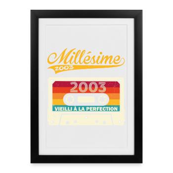 Millésime 2003 Cadeau 20 Ans Anniversaire Humour - Affiche encadrée (27 × 37 cm) - noir - Devant