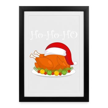 père Noël, dinde Noël, joyeuse fête - Affiche encadrée (27 × 37 cm) - noir - Devant