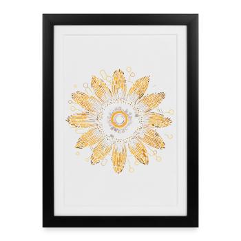Boho Sunflower Mandala Pattern - Framed poster (27 × 37 cm) - black - Front