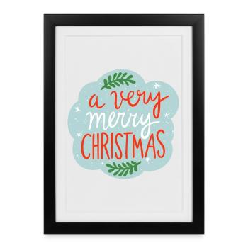 Christmas sticker - Affiche encadrée (27 × 37 cm) - noir - Devant