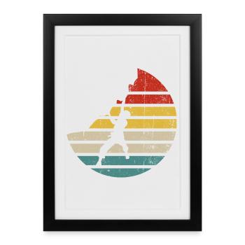 Silhouette rétro du Coucher de Soleil - Affiche encadrée (27 × 37 cm) - noir - Devant