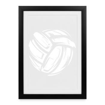 Volleyball Symbol Stoffe Material weiß Spiel icon - Gerahmtes Poster (27 × 37 cm) - Schwarz - Vorne