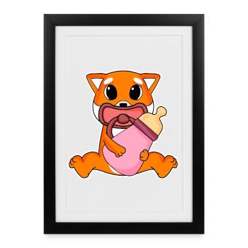 Motif Shiba Inu bébé - Affiche encadrée (27 × 37 cm) - noir - Devant
