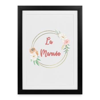 La Mariée - frame or et fleurs - Affiche encadrée (27 × 37 cm) - noir - Devant