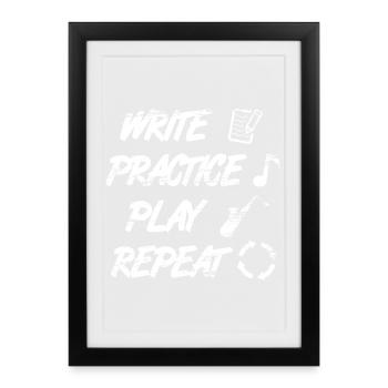 Citation de saxophone de motivation - Affiche encadrée (27 × 37 cm) - noir - Devant