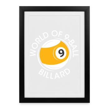 Billard à 9 boules de billard avec logo de la boule symbole icône club - Affiche encadrée (27 × 37 cm) - noir - Devant