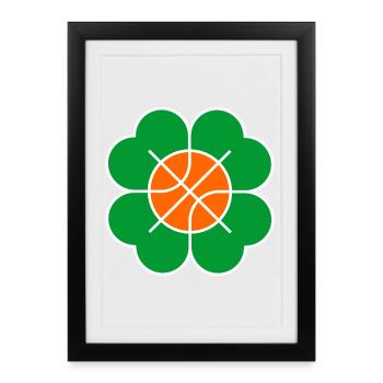Basketball Flower - Clover Leaf - Framed poster (27 × 37 cm) - black - Front