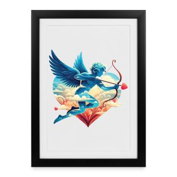 Cupidon céleste aux ailes rêveuses - Affiche encadrée (27 × 37 cm) - noir - Devant
