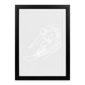 Snowboarder Drawing - Framed poster (27 × 37 cm) - black - Front